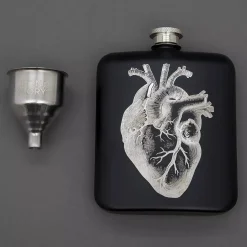 Iron u0026 Glory For Medicinal Purposes - Flachmann mit Abbildung eines anatomischen Herzens Best