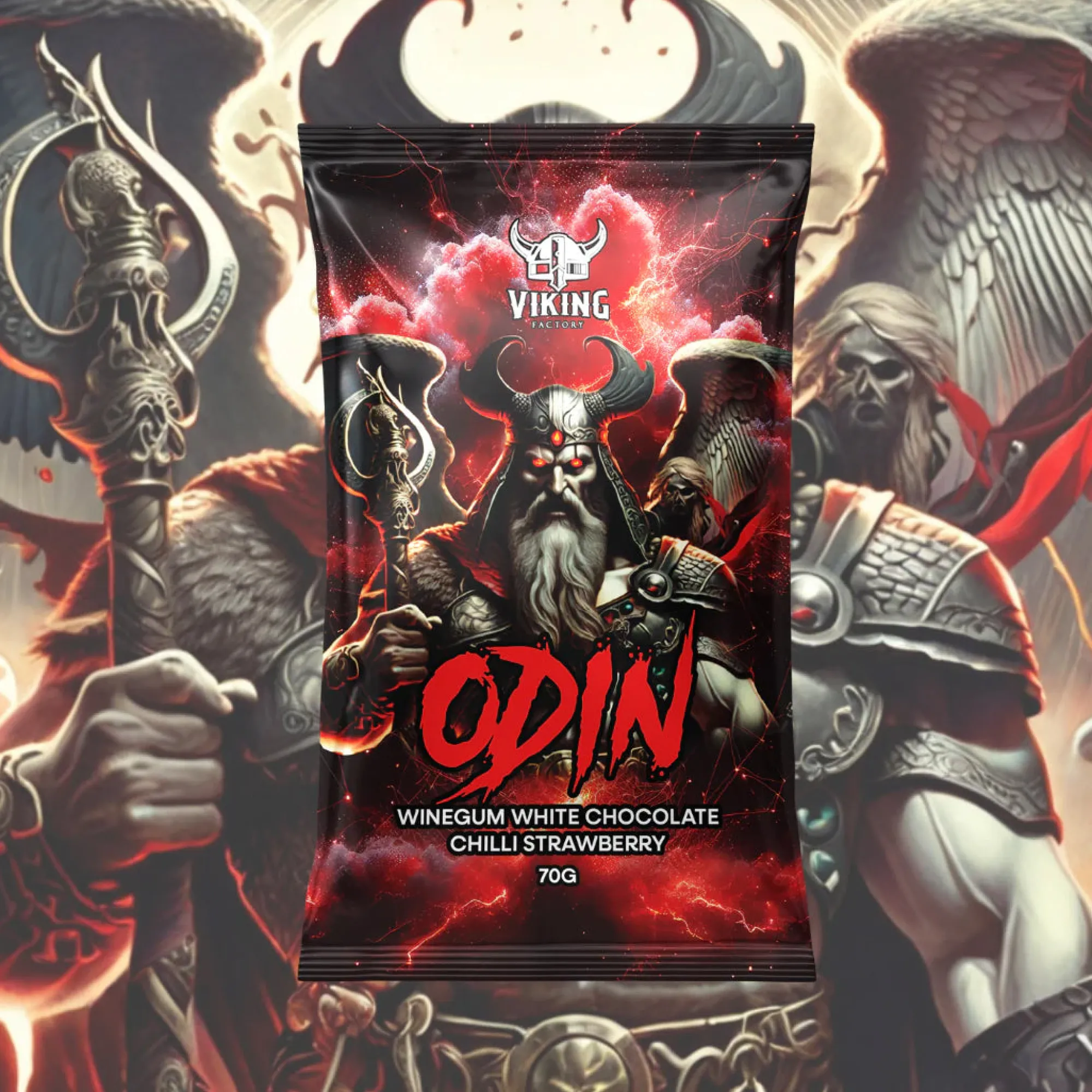 Viking Odin - Erdbeer Weingummi mit Weißer Schokolade und Chili Sale