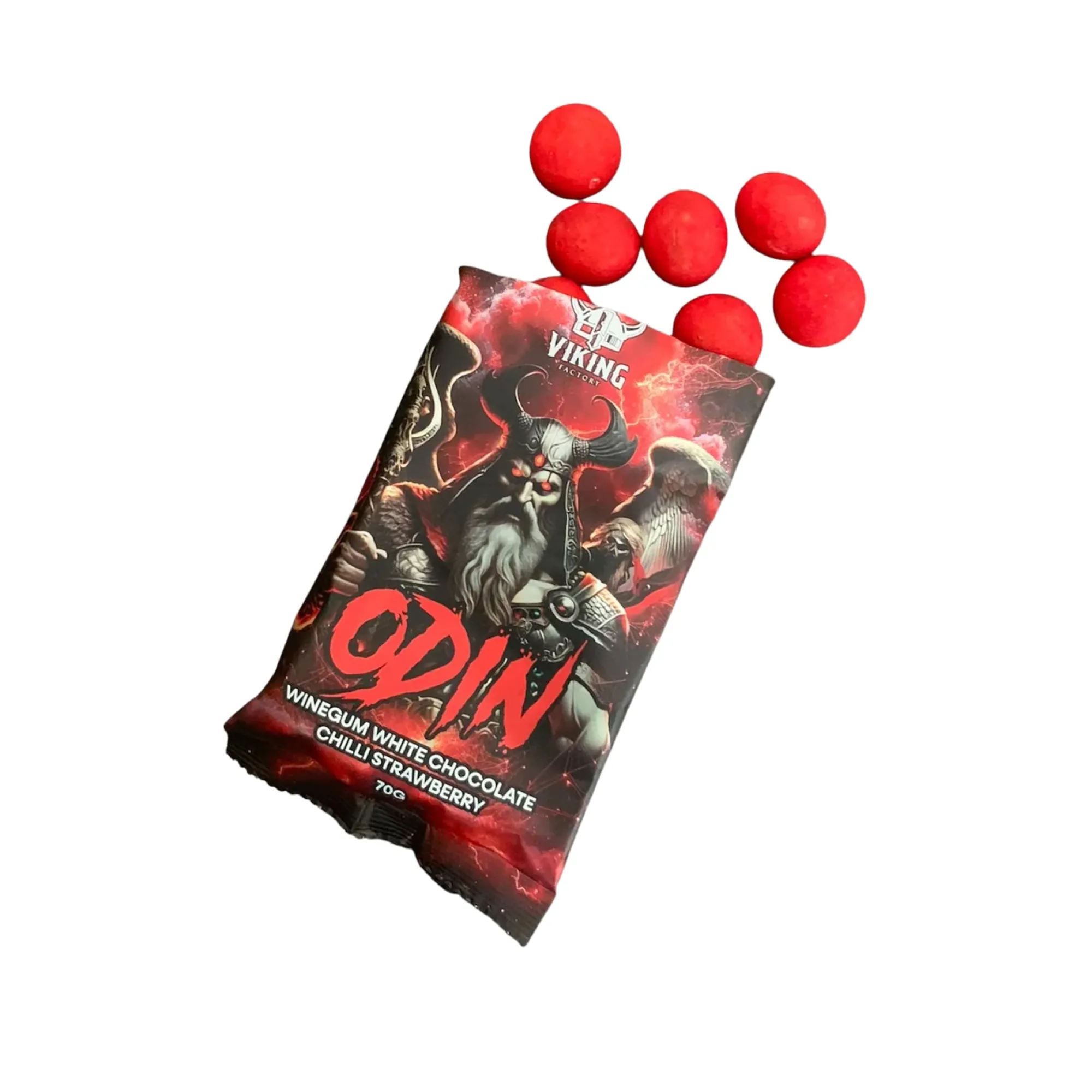 Viking Odin - Erdbeer Weingummi mit Weißer Schokolade und Chili Sale