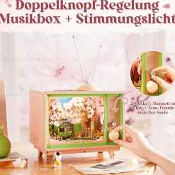 Robotime Sakura Traumtour Retro TV Spieluhr Holzbausatz Best