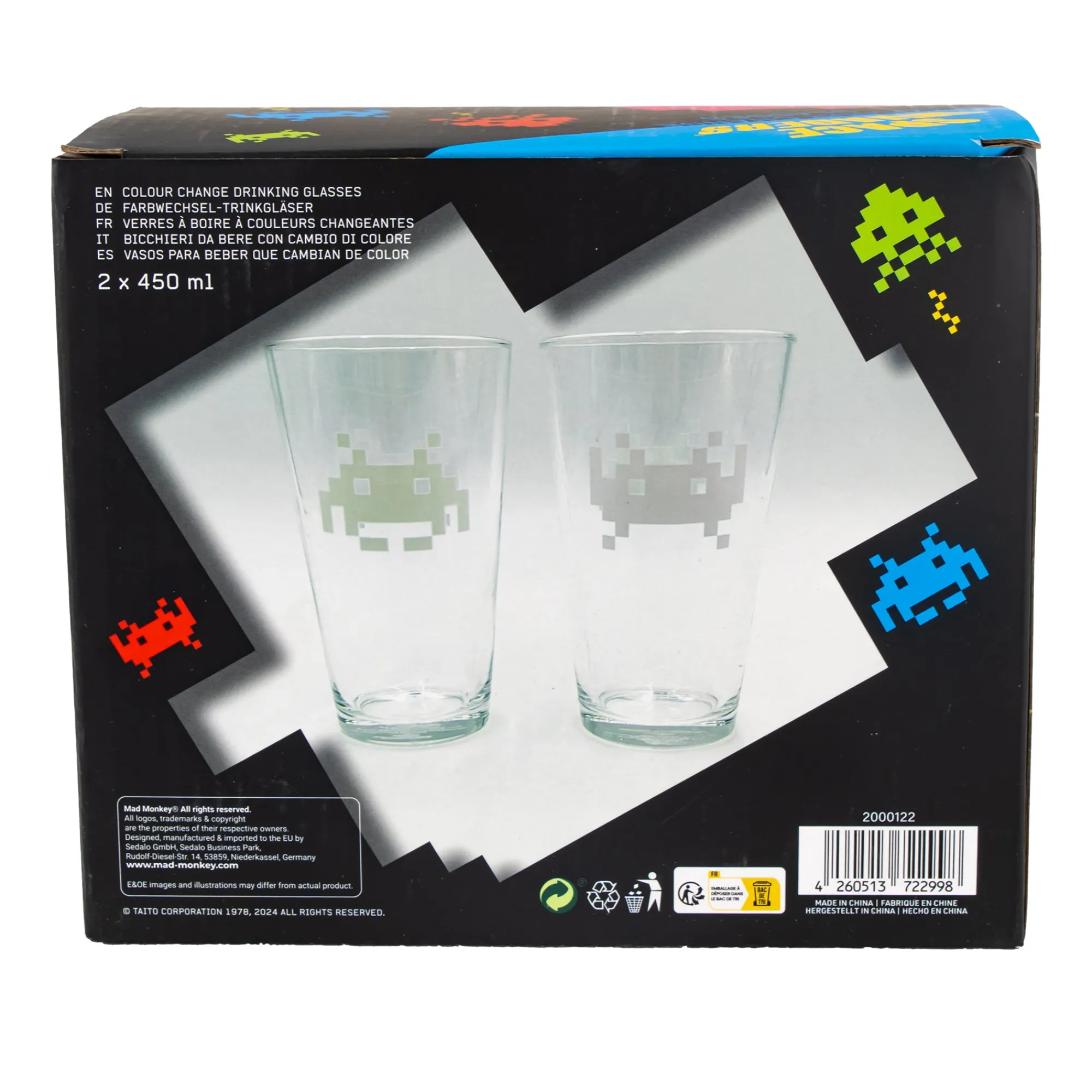 Mad Monkey Space Invaders Farbwechsel-Gläser 2er Set Online