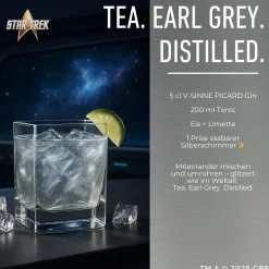 Star Trek Picard Earl Grey Gin mit Sammlerbox und Glas Outlet